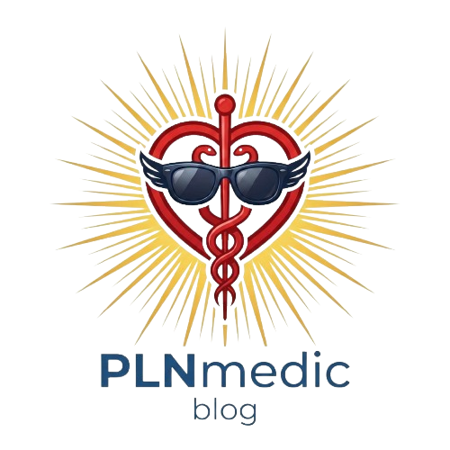 Logo bloga PLNmedic — satyryczna gra o polskim lekarzu